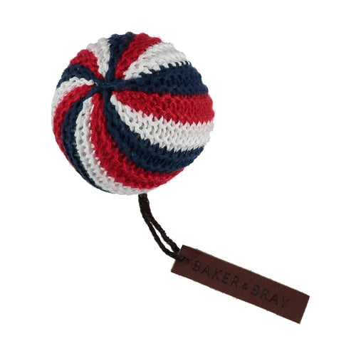 Baker & Bray | Knitted Ball Dog Squeaky Toy | Navy/Red - Pets Own Us - Baker & Bray - BB-90-02-02 United Kingdom