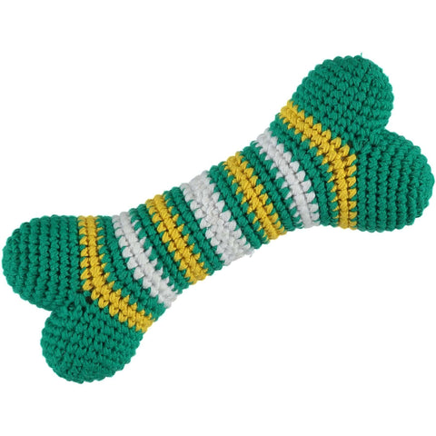 Baker & Bray | Knitted Bone Dog Squeaky Toy | Green/Yellow - Pets Own Us - Baker & Bray - BB-90-01-04 United Kingdom