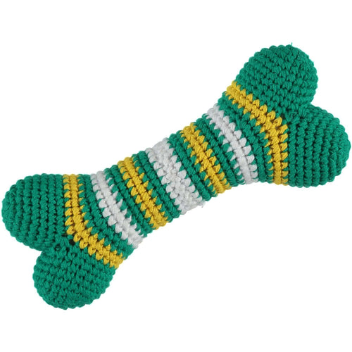 Baker & Bray | Knitted Bone Dog Squeaky Toy | Green/Yellow - Pets Own Us - Baker & Bray - BB-90-01-04 United Kingdom
