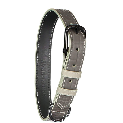 Baker & Bray | Paris Croc Collar Steeple Grey/Stone - Pets Own Us - Baker & Bray - BB-41-01-01-S United Kingdom