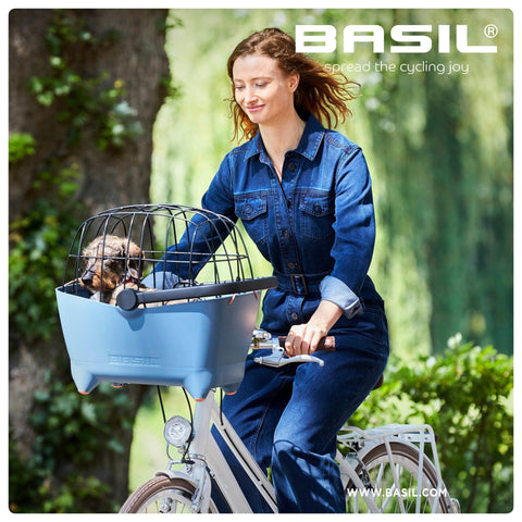 Basil® Buddy Front Bicycle Dog & Cat Basket Carrier | KlickFix Adapter System | Blue - Pets Own Us - Basil - BAS20020 United Kingdom