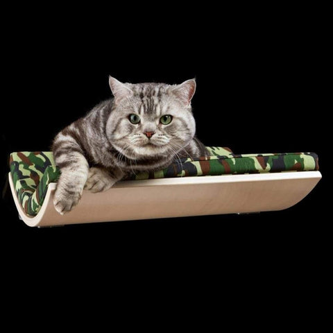 CHILL Cat Shelf & Perch By Cosy and Dozy - Green CAMO & Maple - Pets Own Us - Cosy and Dozy - United Kingdom