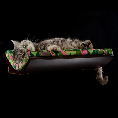 CHILL Cat Shelf & Perch By Cosy and Dozy - Pink CAMO & Wenge - Pets Own Us - Cosy and Dozy - United Kingdom