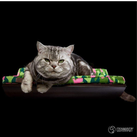 CHILL Cat Shelf & Perch By Cosy and Dozy - Pink CAMO & Wenge - Pets Own Us - Cosy and Dozy - United Kingdom