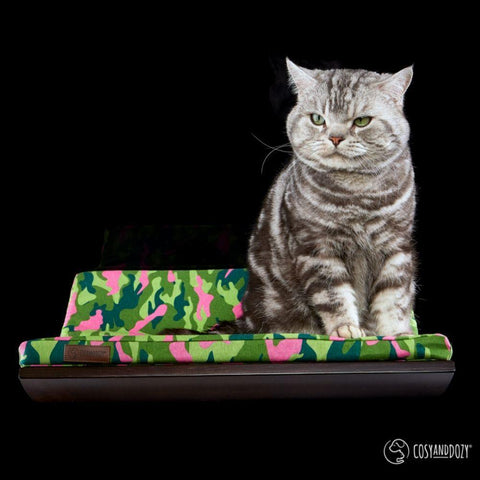 CHILL Cat Shelf & Perch By Cosy and Dozy - Pink CAMO & Wenge - Pets Own Us - Cosy and Dozy - United Kingdom