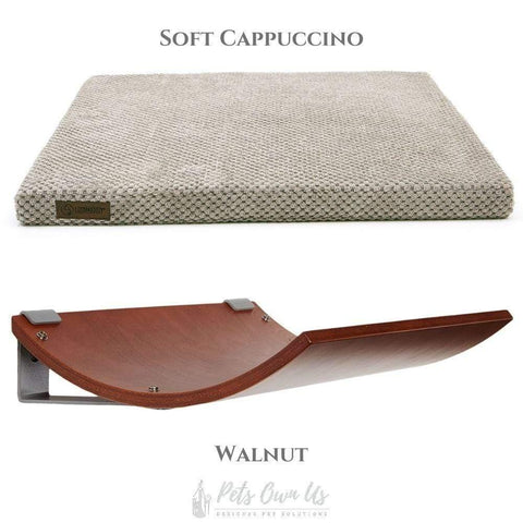 CHILL Cat Shelf & Perch By Cosy and Dozy - Walnut (Cushions available in Mutliple Colours) - Pets Own Us - Cosy and Dozy - United Kingdom