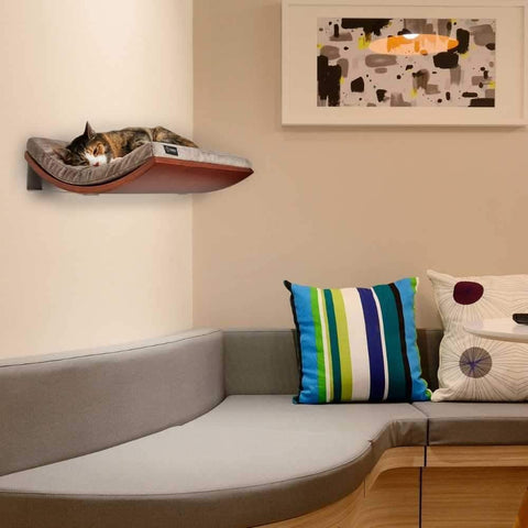 CHILL Cat Shelf & Perch By Cosy and Dozy - Walnut (Cushions available in Mutliple Colours) - Pets Own Us - Cosy and Dozy - United Kingdom