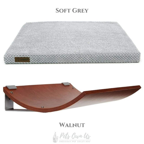 CHILL Cat Shelf & Perch By Cosy and Dozy - Walnut (Cushions available in Mutliple Colours) - Pets Own Us - Cosy and Dozy - United Kingdom