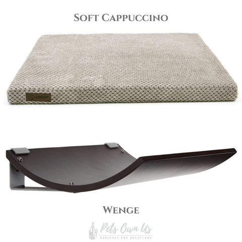 CHILL Cat Shelf & Perch By Cosy and Dozy - Wenge (Cushions available in Multiple Colours) - Pets Own Us - Cosy and Dozy - United Kingdom