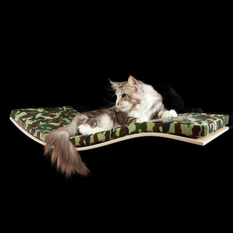 CHILL DELUXE Cat Shelf & Perch By Cosy and Dozy - Green CAMO & Maple - Pets Own Us - Cosy and Dozy - United Kingdom