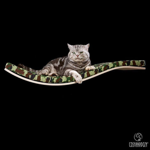 CHILL DELUXE Cat Shelf & Perch By Cosy and Dozy - Green CAMO & Maple - Pets Own Us - Cosy and Dozy - United Kingdom