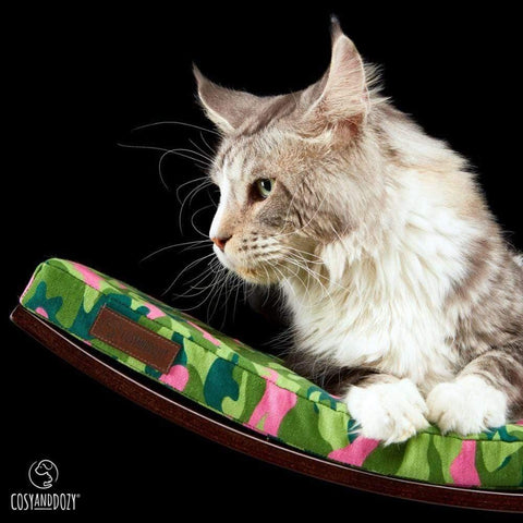 CHILL DELUXE Cat Shelf & Perch By Cosy and Dozy - Pink CAMO & Wenge - Pets Own Us - Cosy and Dozy - United Kingdom