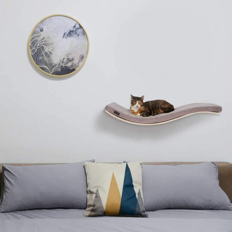 CHILL DELUXE Cat Shelf & Perch By Cosy and Dozy - Soaped Beech (Cushions available in Multiple Colours) - Pets Own Us - Cosy and Dozy - United Kingdom