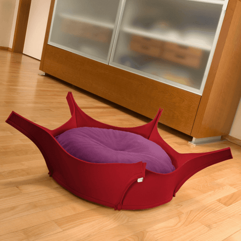Harry Orthopedic Pet Bed - Red Felt - Pets Own Us - Pet Interiors - United Kingdom