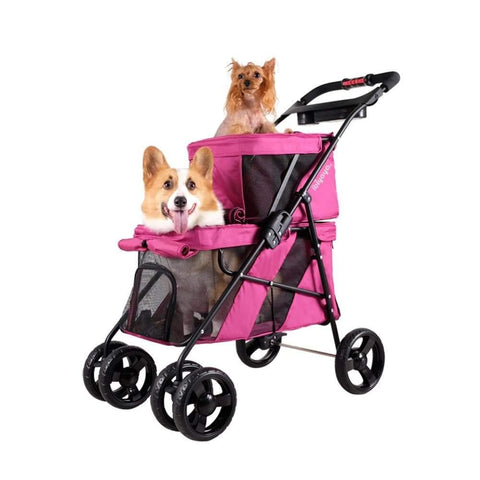 Ibiyaya® Double Decker Pet Pram | Red Violet - Pets Own Us - Ibiyaya - FS1770-P United Kingdom