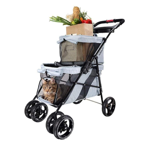 Ibiyaya® Double Decker Pet Pram | Silver Grey - Pets Own Us - Ibiyaya - FS1770-G United Kingdom