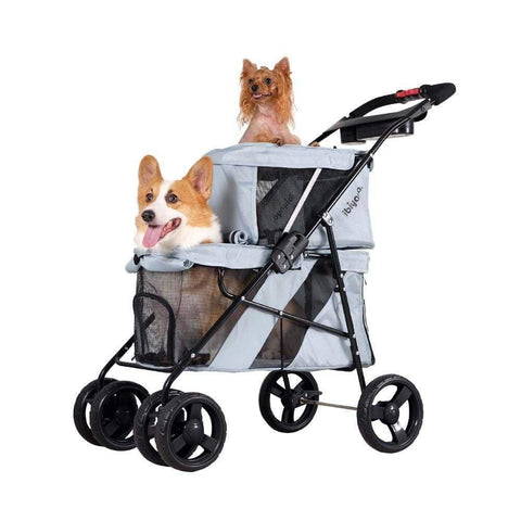 Ibiyaya® Double Decker Pet Pram | Silver Grey - Pets Own Us - Ibiyaya - FS1770-G United Kingdom