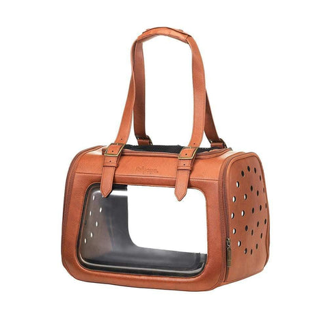 Ibiyaya® Portico Deluxe Leather Pet Carrier & Transporter | Brown - Pets Own Us - Ibiyaya - FC1821-LB United Kingdom