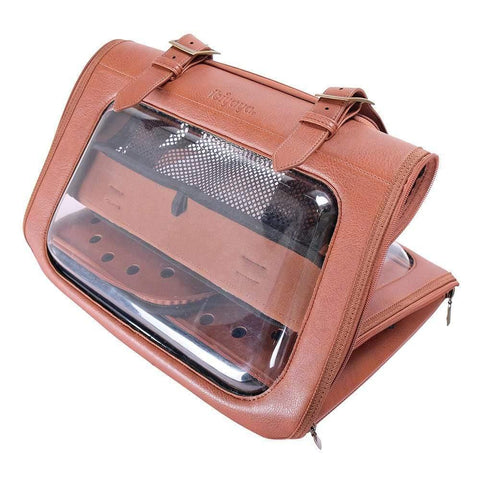 Ibiyaya® Portico Deluxe Leather Pet Carrier & Transporter | Brown - Pets Own Us - Ibiyaya - FC1821-LB United Kingdom