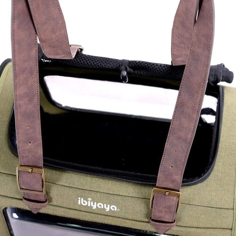 Ibiyaya® Portico Mixed Fabric Pet Carrier & Transporter | Green - Pets Own Us - Ibiyaya - FC1821-OG United Kingdom