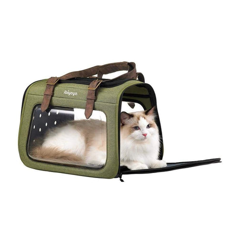 Ibiyaya® Portico Mixed Fabric Pet Carrier & Transporter | Green - Pets Own Us - Ibiyaya - FC1821-OG United Kingdom