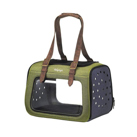 Ibiyaya® Portico Mixed Fabric Pet Carrier & Transporter | Green - Pets Own Us - Ibiyaya - FC1821-OG United Kingdom