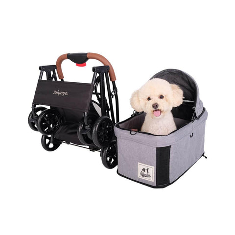 Ibiyaya® Travois Tri-fold Pet Stroller & Travel System - Nimbus Grey - Pets Own Us - Ibiyaya - FS2011-GS United Kingdom