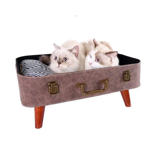 Ibiyaya® Vintage Retro Suitcase Pet Bed | Brown - Pets Own Us - Ibiyaya - FB1702-BR United Kingdom