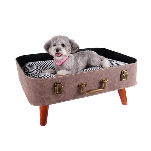Ibiyaya® Vintage Retro Suitcase Pet Bed | Brown - Pets Own Us - Ibiyaya - FB1702-BR United Kingdom