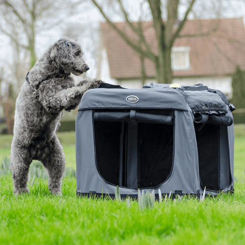 InnoPet® All-in-One Collapsible Pet Crate | Grey/Black | Various Sizes Available - Pets Own Us - Innopet - PCG-01 United Kingdom