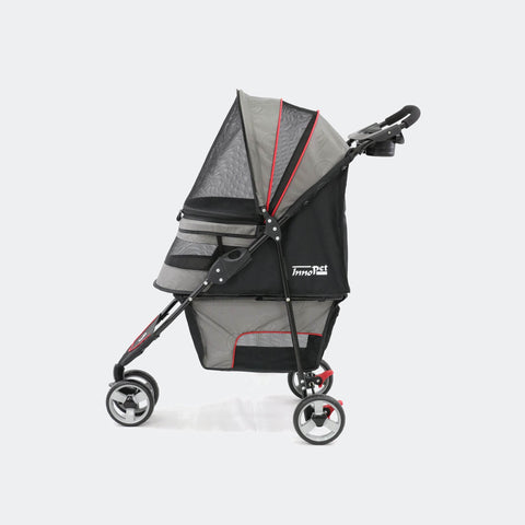 InnoPet® Avenue Dog & Cat Pram With Rain Cover | Grey/Red - Pets Own Us - Innopet - IPS-033/SG United Kingdom