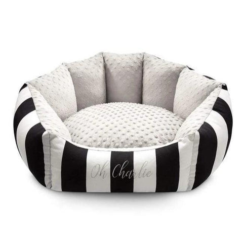 Lisbon Pet Bed by Oh Charlie - Black & White Stripes - Pets Own Us - Oh Charlie - United Kingdom