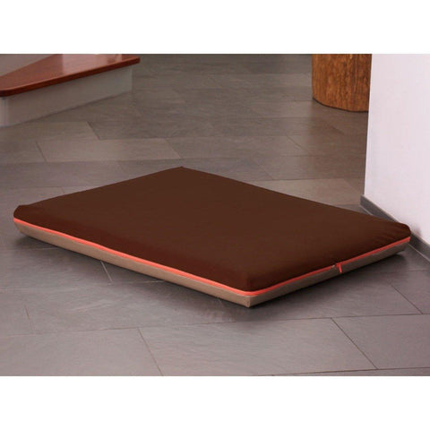 Memory Foam Dog Bed in Taupe Faux Leather - Pets Own Us - Pet Interiors - United Kingdom