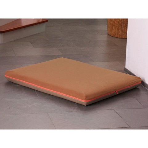 Memory Foam Dog Bed in Taupe Faux Leather - Pets Own Us - Pet Interiors - United Kingdom