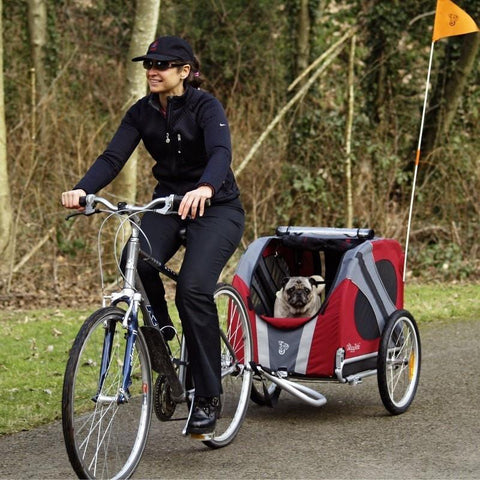Original DoggyRide Dog Bike Trailer by Dutch Dog - Red (incl. leash set) - Pets Own Us - Dutch Dog - DRORTR09-RD United Kingdom