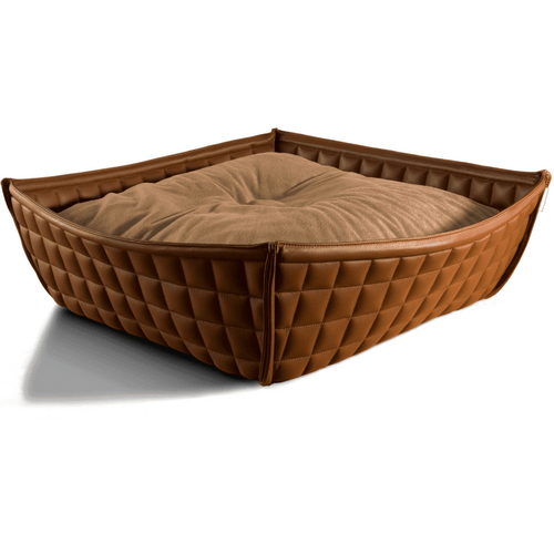 Orthopedic Cat Bed By Pet Interiors- Brown Leather Bowl - Pets Own Us - Pet Interiors - United Kingdom