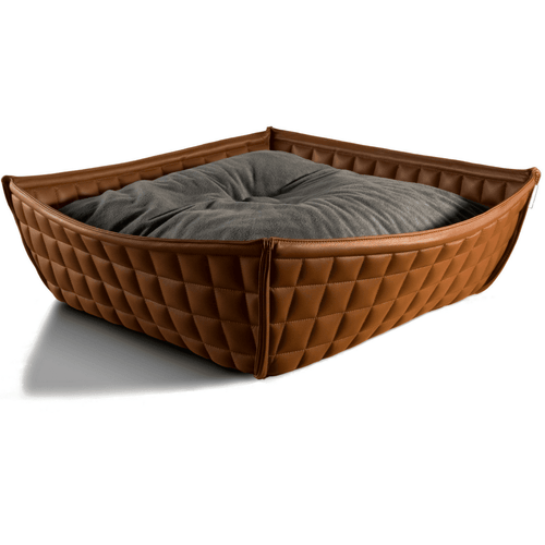 Orthopedic Cat Bed By Pet Interiors- Brown Leather Bowl - Pets Own Us - Pet Interiors - United Kingdom