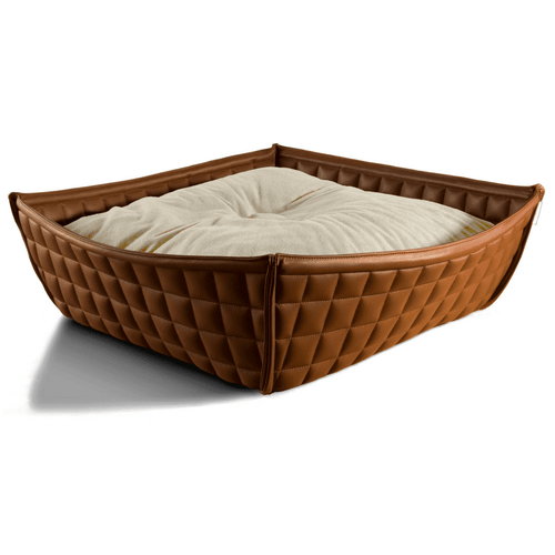 Orthopedic Cat Bed By Pet Interiors- Brown Leather Bowl - Pets Own Us - Pet Interiors - United Kingdom
