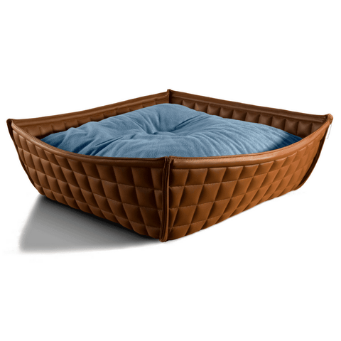 Orthopedic Cat Bed By Pet Interiors- Brown Leather Bowl - Pets Own Us - Pet Interiors - United Kingdom