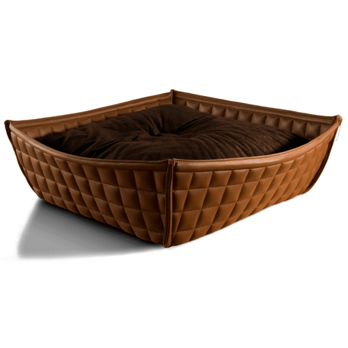 Orthopedic Cat Bed By Pet Interiors- Brown Leather Bowl - Pets Own Us - Pet Interiors - United Kingdom