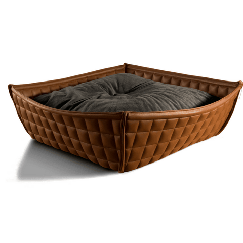 Orthopedic Cat Bed By Pet Interiors- Brown Leather Bowl - Pets Own Us - Pet Interiors - United Kingdom