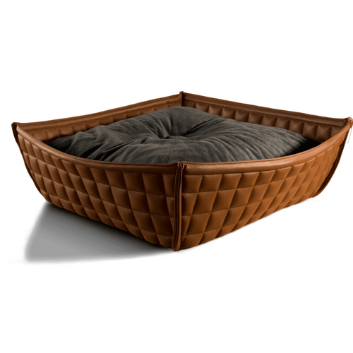 Orthopedic Cat Bed By Pet Interiors- Brown Leather Bowl - Pets Own Us - Pet Interiors - United Kingdom