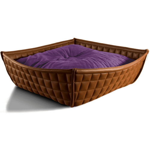 Orthopedic Cat Bed By Pet Interiors- Brown Leather Bowl - Pets Own Us - Pet Interiors - United Kingdom
