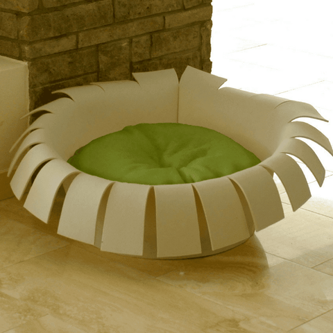 Orthopedic Cat Bed By Pet Interiors- Cream Felt Crown - Pets Own Us - Pet Interiors - United Kingdom