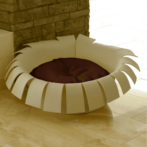 Orthopedic Cat Bed By Pet Interiors- Cream Felt Crown - Pets Own Us - Pet Interiors - United Kingdom