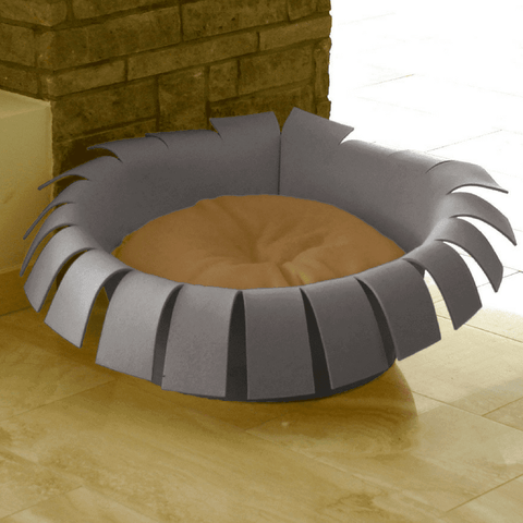 Orthopedic Cat Bed By Pet Interiors- Grey Felt Crown - Pets Own Us - Pet Interiors - United Kingdom