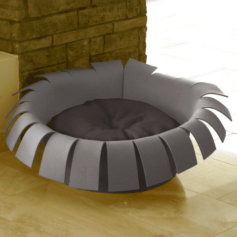 Orthopedic Cat Bed By Pet Interiors- Grey Felt Crown - Pets Own Us - Pet Interiors - United Kingdom