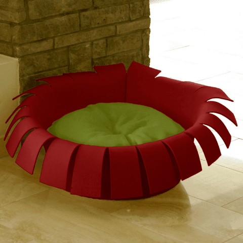 Orthopedic Cat Bed By Pet Interiors- Red Felt Crown - Pets Own Us - Pet Interiors - United Kingdom