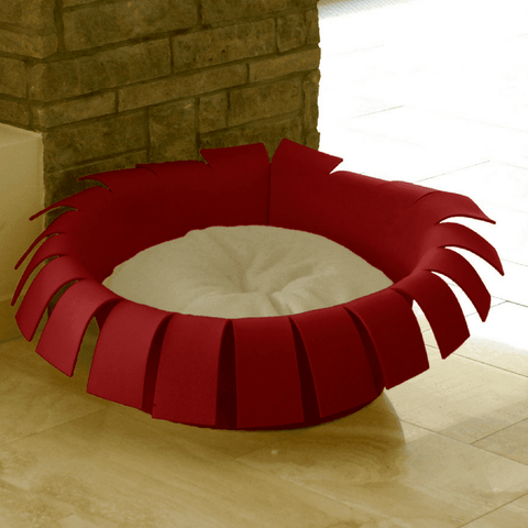 Orthopedic Cat Bed By Pet Interiors- Red Felt Crown - Pets Own Us - Pet Interiors - United Kingdom