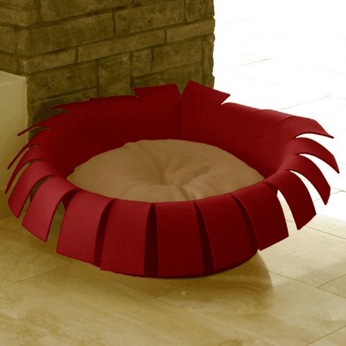 Orthopedic Cat Bed By Pet Interiors- Red Felt Crown - Pets Own Us - Pet Interiors - United Kingdom